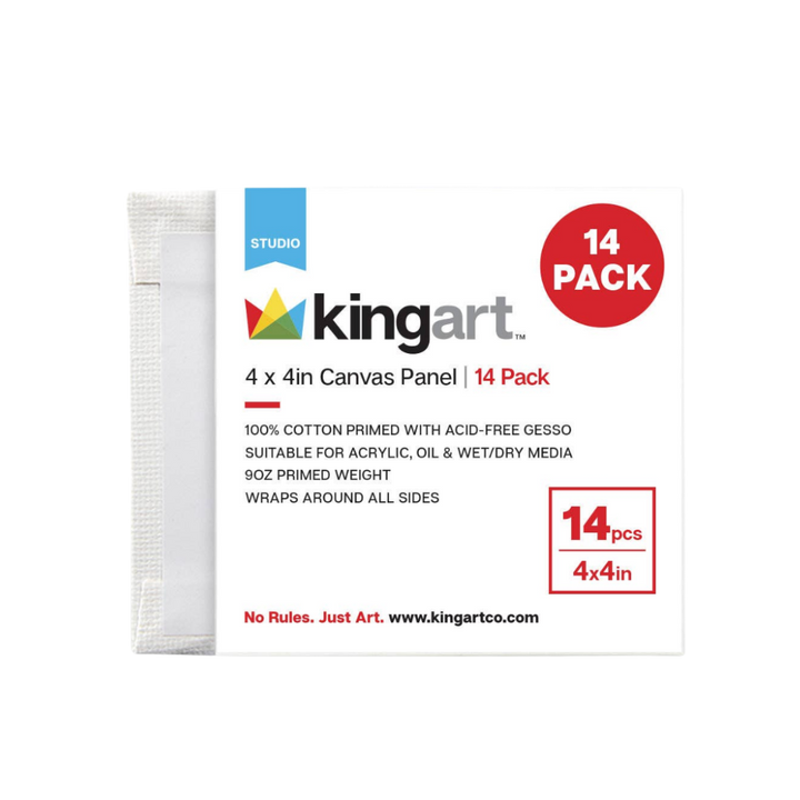 KINGART Canvas Panels 4x4 14 pc