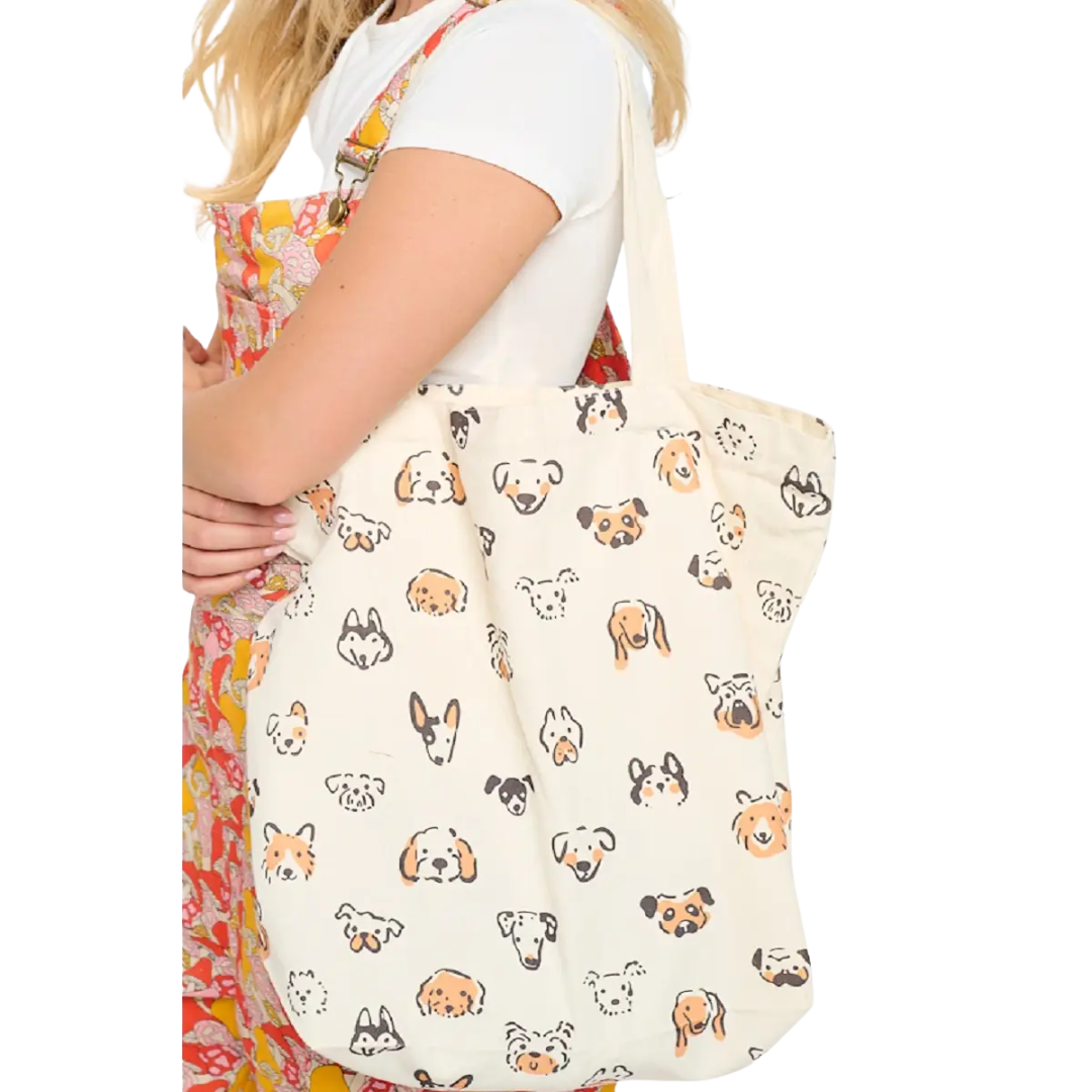 Different Dog Heads Print Tote Bag
