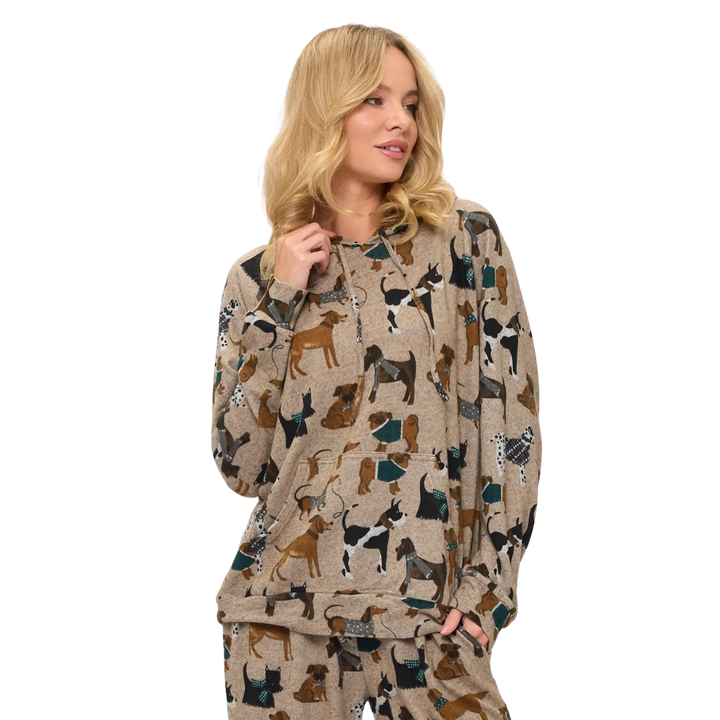 Holiday Dogs Print Tunic Hoodie