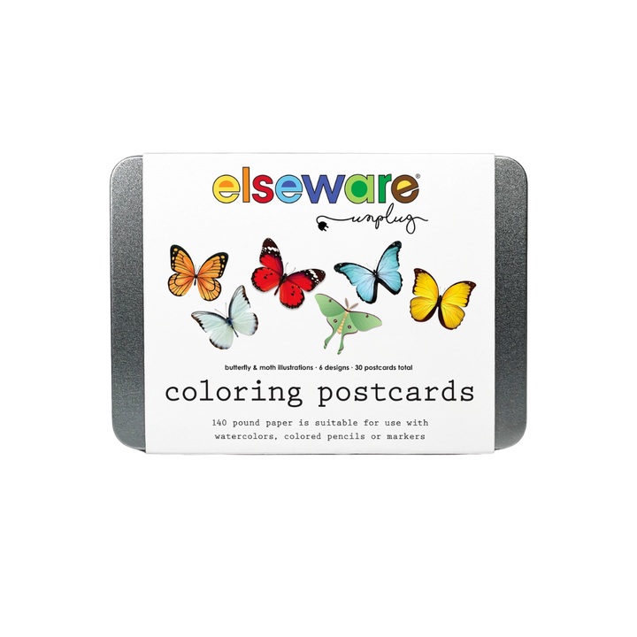 Coloring Postcards – 6 Butterfly &amp; Moth Designs (30 Cards)