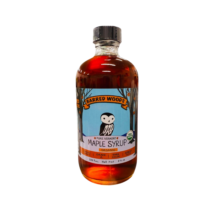 Glass Bottle of Pure Vermont Organic Maple Syrup - Half Pint