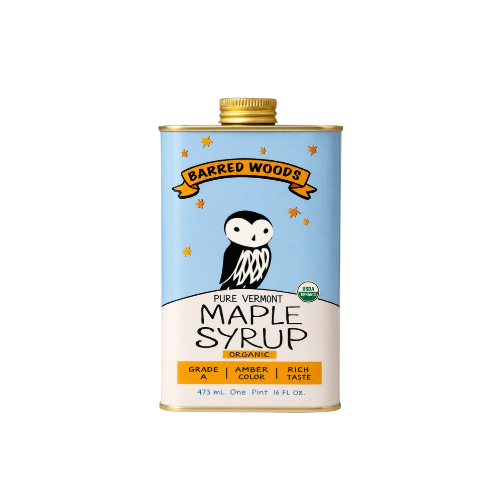 Pure Organic Vermont Maple Syrup in Decorative Tin -One Pint