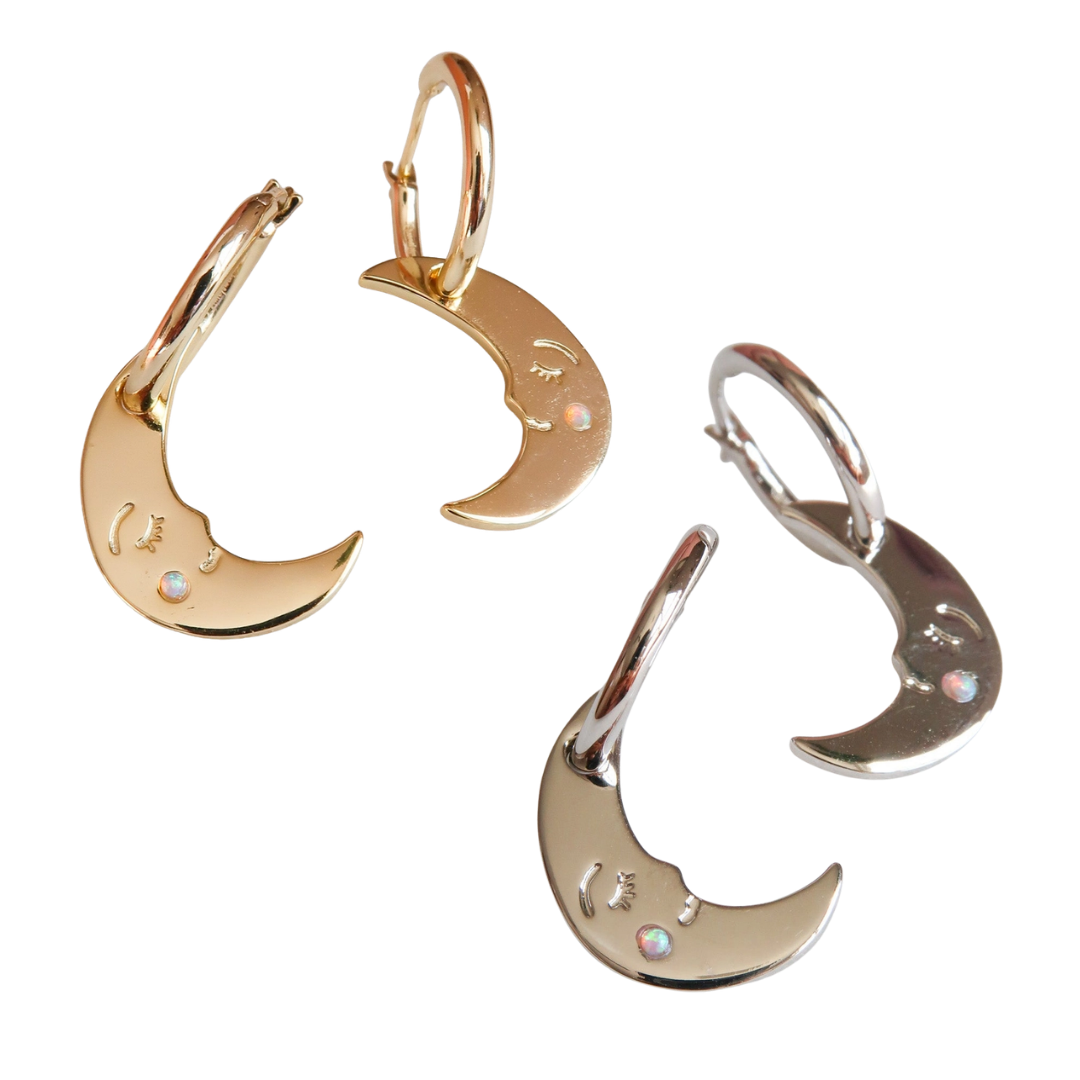 You are My Moonlit Secret Moon Hoop Earrings