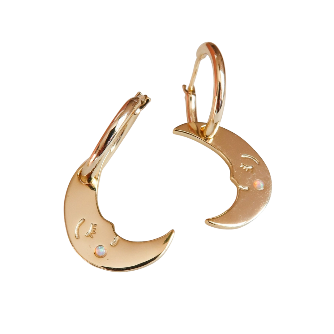 You are My Moonlit Secret Moon Hoop Earrings