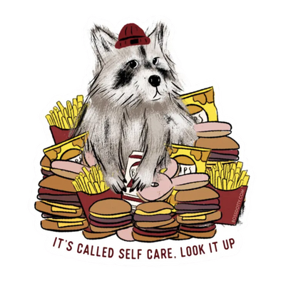 Self Care Raccoon Sticker