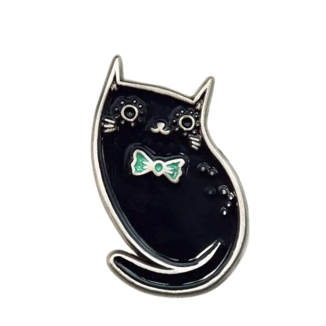 Black Cat Enamel Pin — Black Cat Pin — Cute Kawaii Witchy