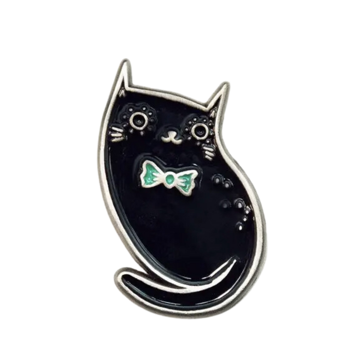 Black Cat Enamel Pin — Black Cat Pin — Cute Kawaii Witchy