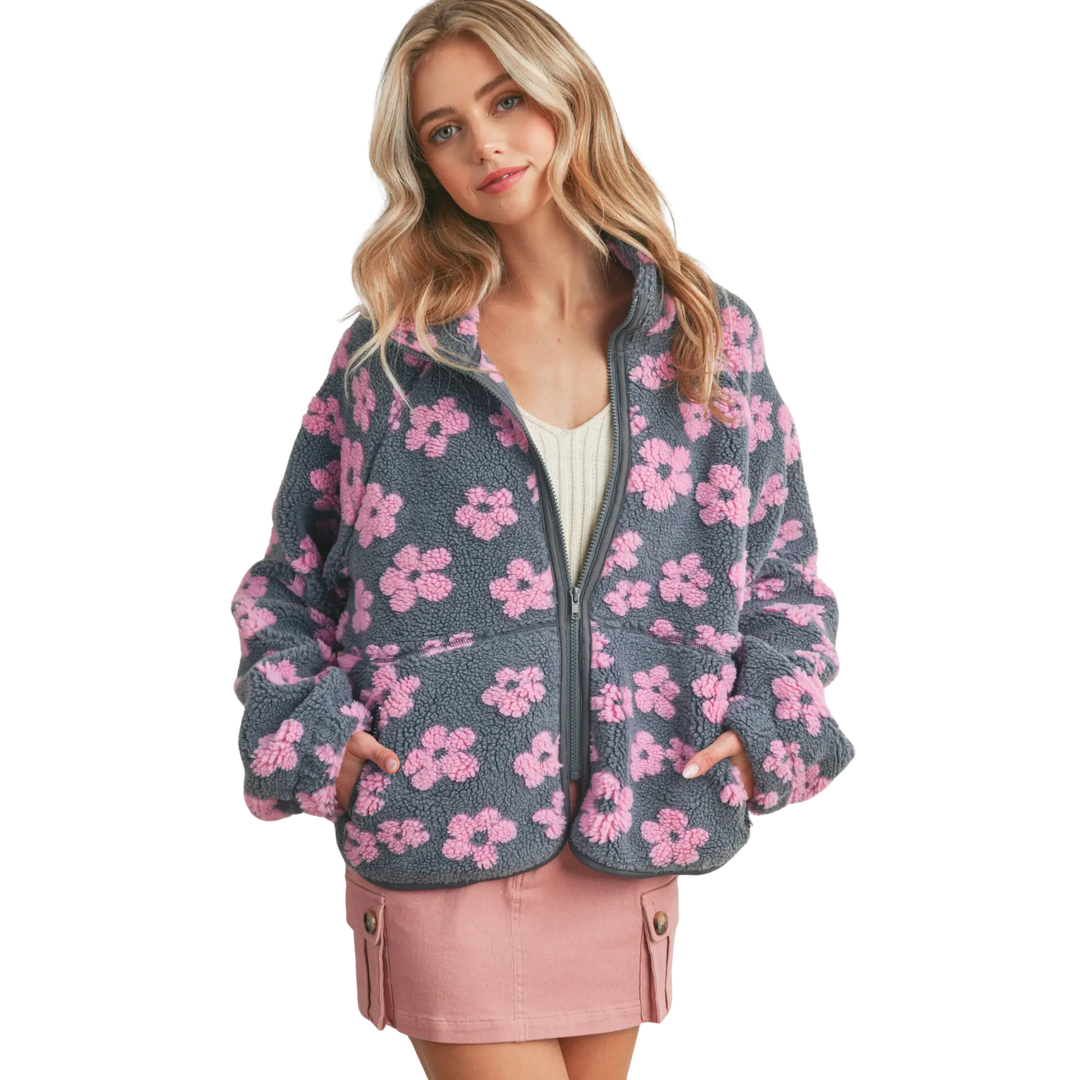 Daisy Flower Pattern Fleece Sherpa