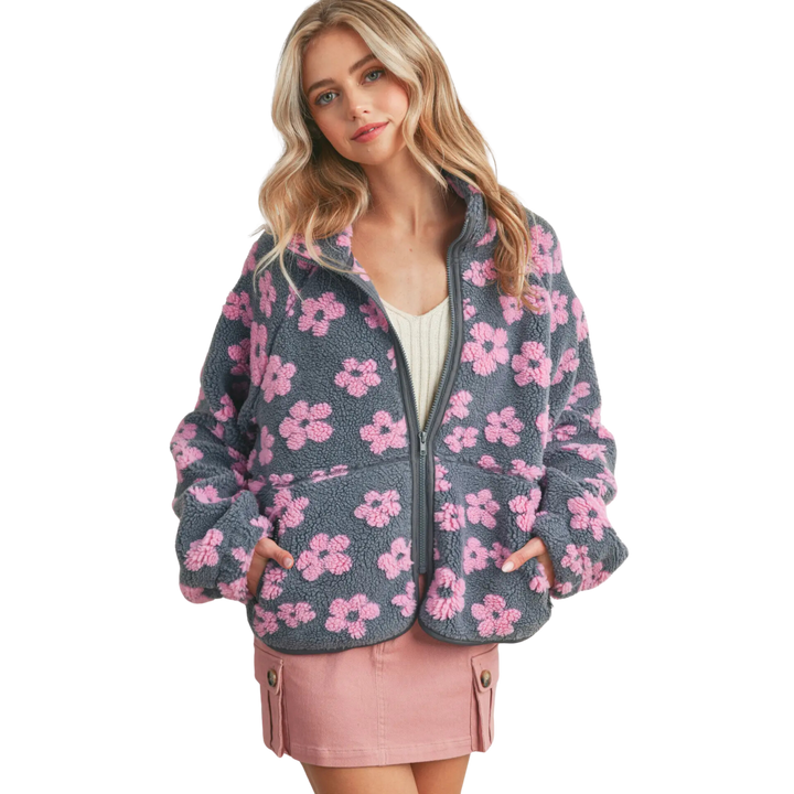 Daisy Flower Pattern Fleece Sherpa