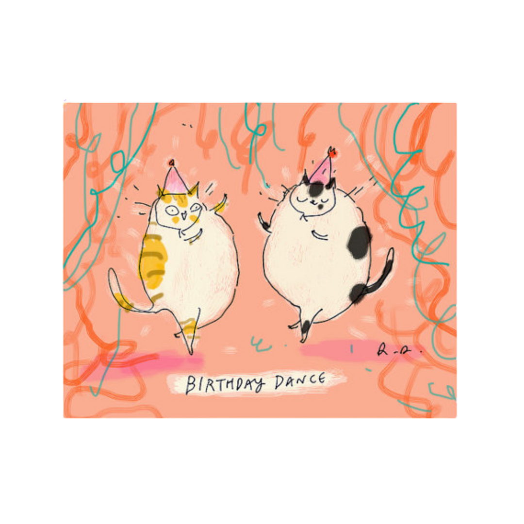 Birthday Dance Cat Greeting Card