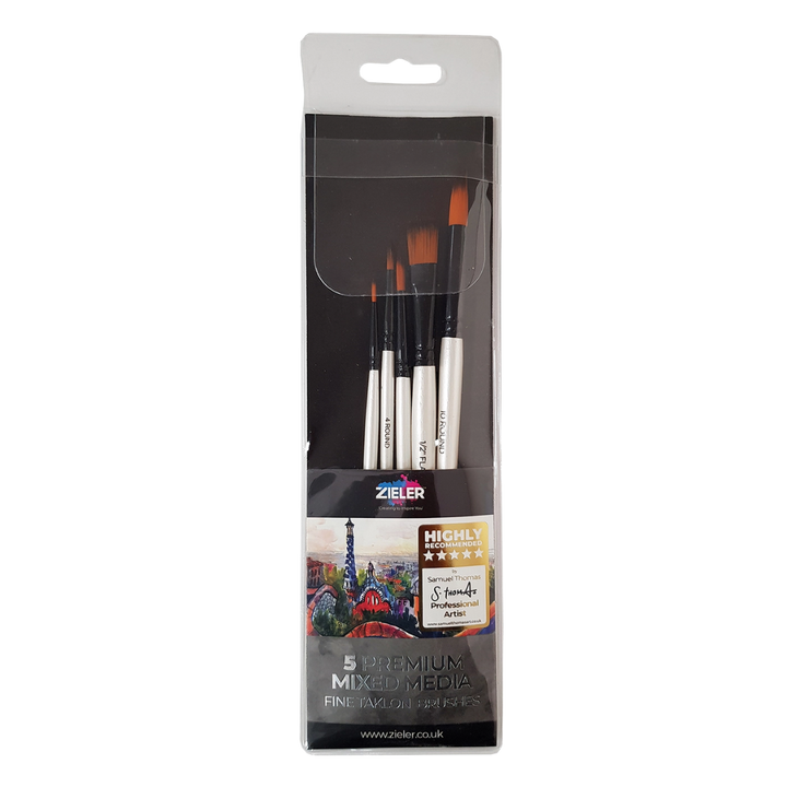 Zieler® Premium Mixed Media Brush Wallet (Set of 5)