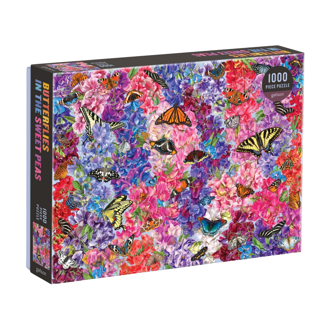 Butterflies in the Sweet Peas 1000 pc Puzzle