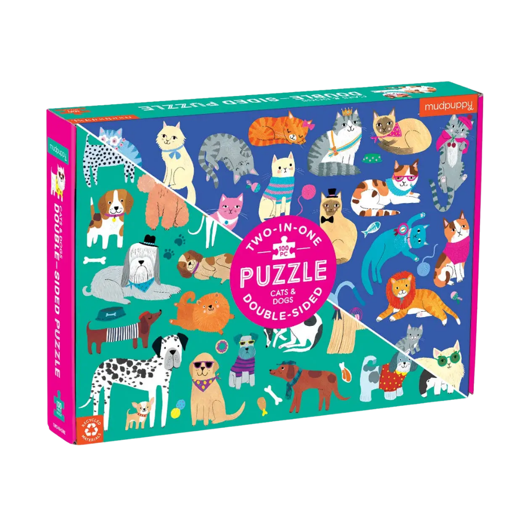 Cats & Dogs 100 Piece Double-Sided Puzzle