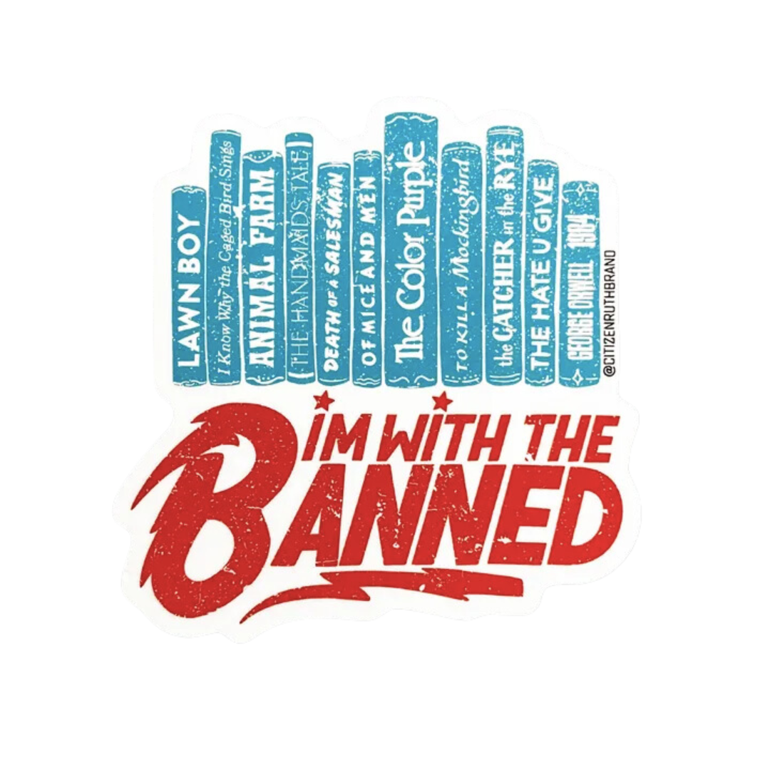 I'm with the Banned Books Bowie Style Vinyl Sticker