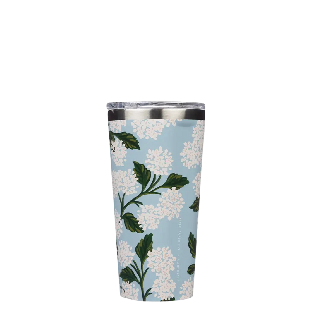 16oz Rifle Paper Tumbler  - Gloss Blue Hydrangea