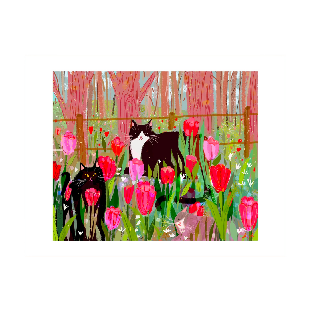 Tulip Cat Print