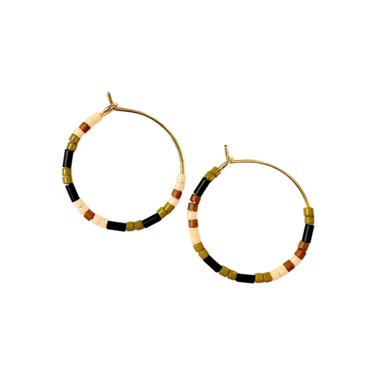 Mini Tondo Hoops - Japanese Glass Beaded Hoops