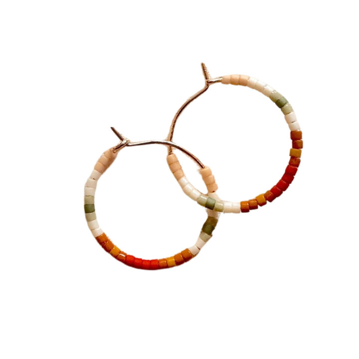 Mini Tondo Hoops - Japanese Glass Beaded Hoops