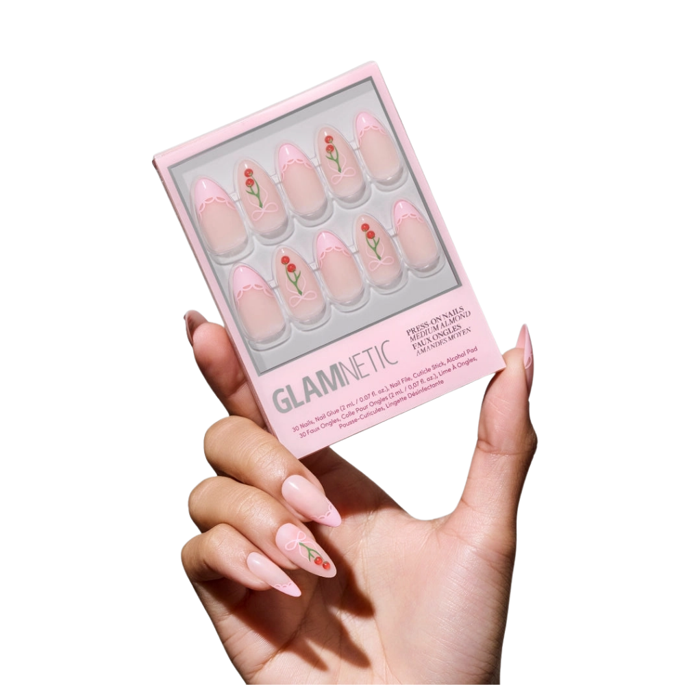 Cherry Bow Press on Nails