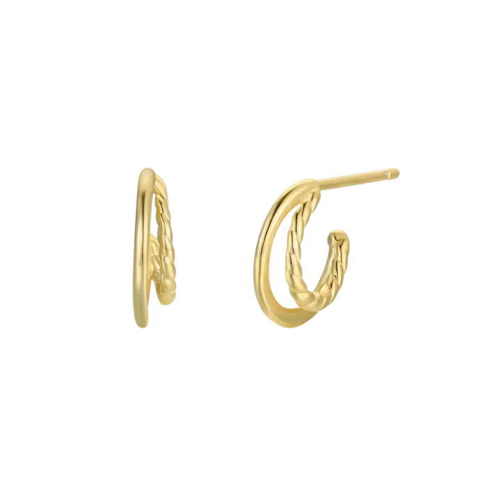 Double Gold Hoop Earrings