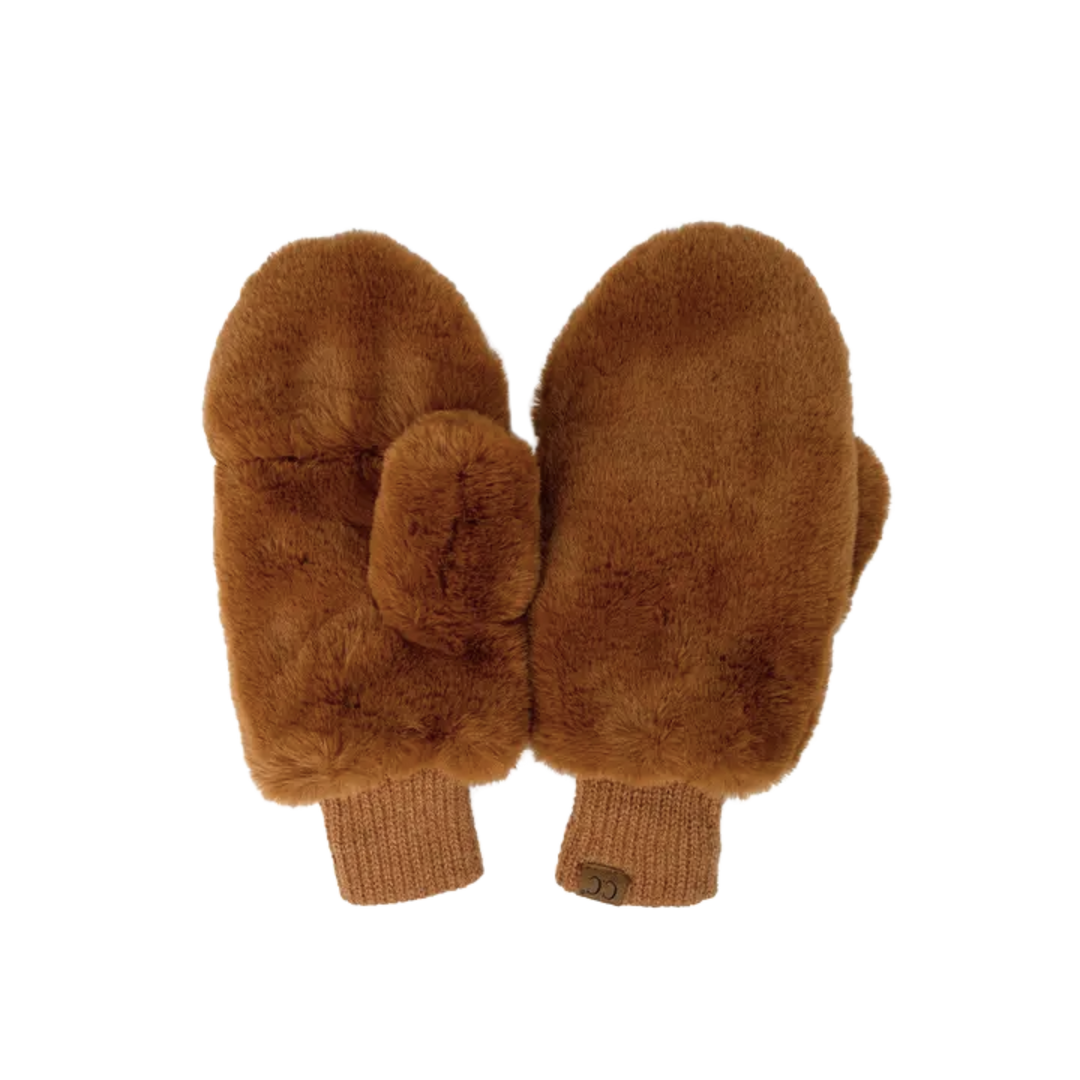 C.C Faux Fur Mittens with Shepherd Lining- Coffee