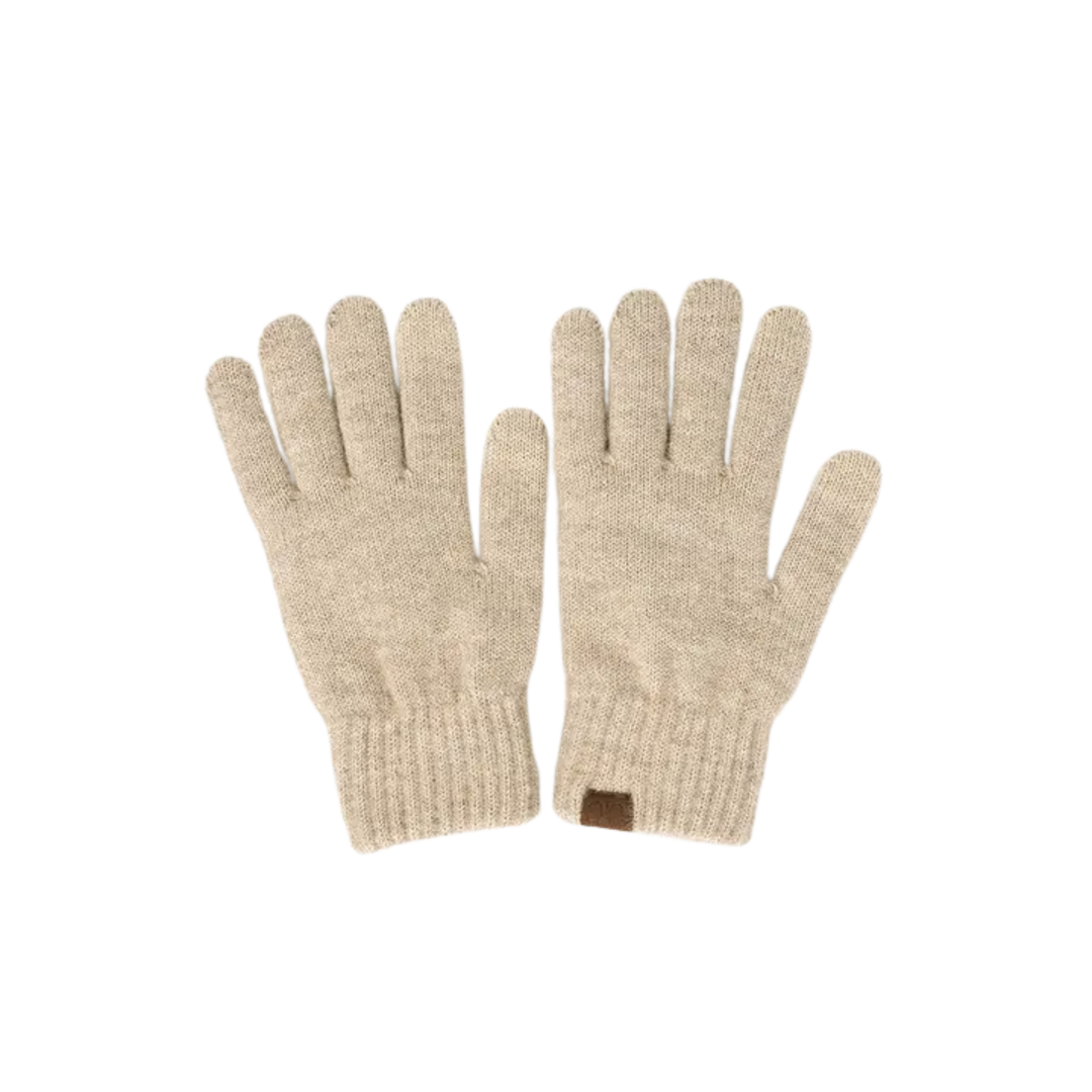 C.C Heather Knit Plain Gloves- Beige