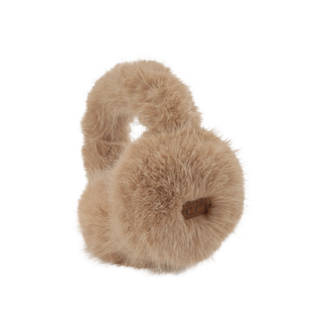 C.C Solid Long Fur Winter Ear Muff Ear Warmer- Camel