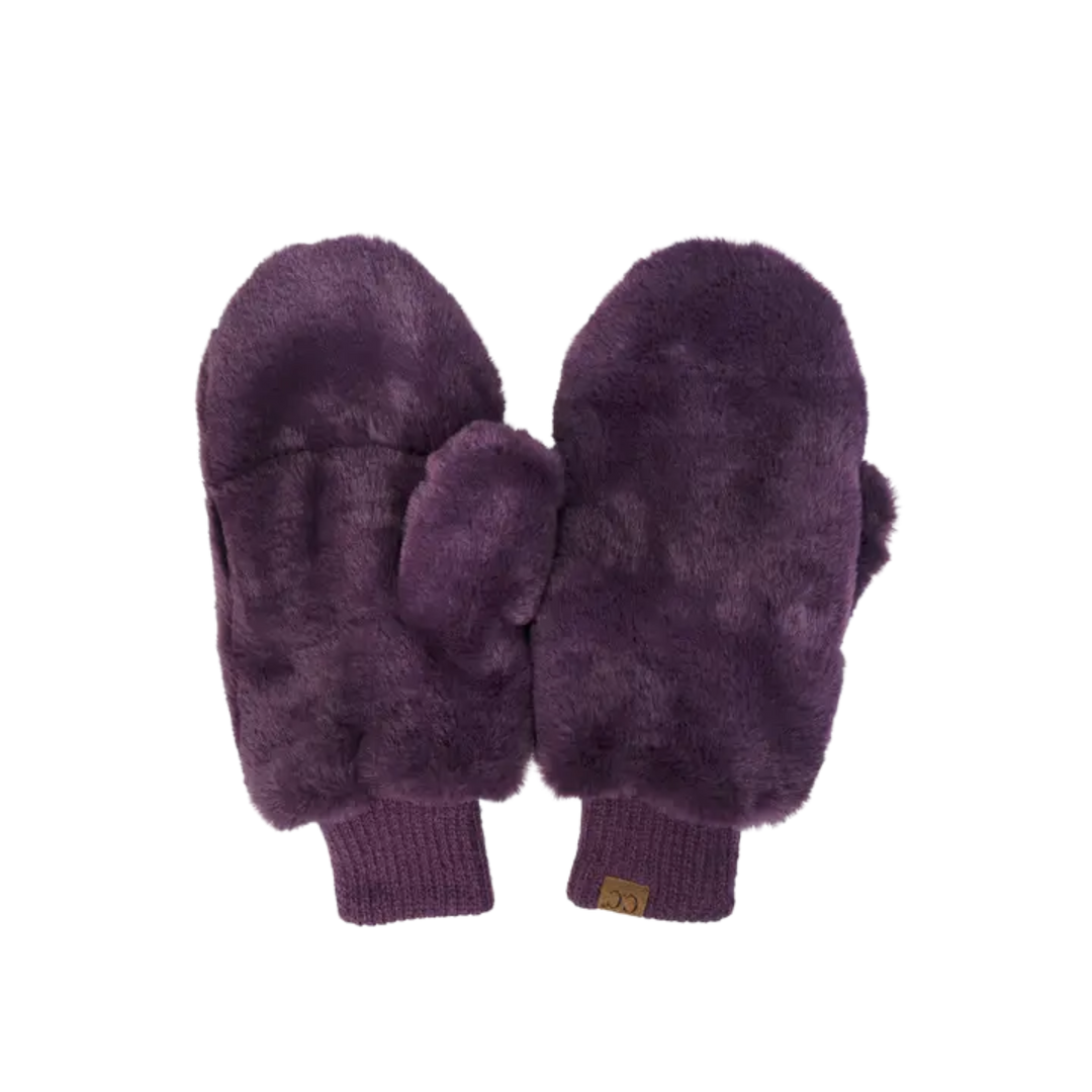 C.C Faux Fur Mittens with Shepherd Lining- Purple