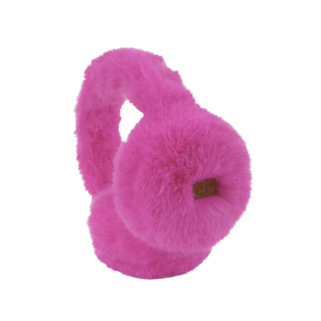 C.C Solid Long Fur Winter Ear Muff Ear Warmer- Hot Pink