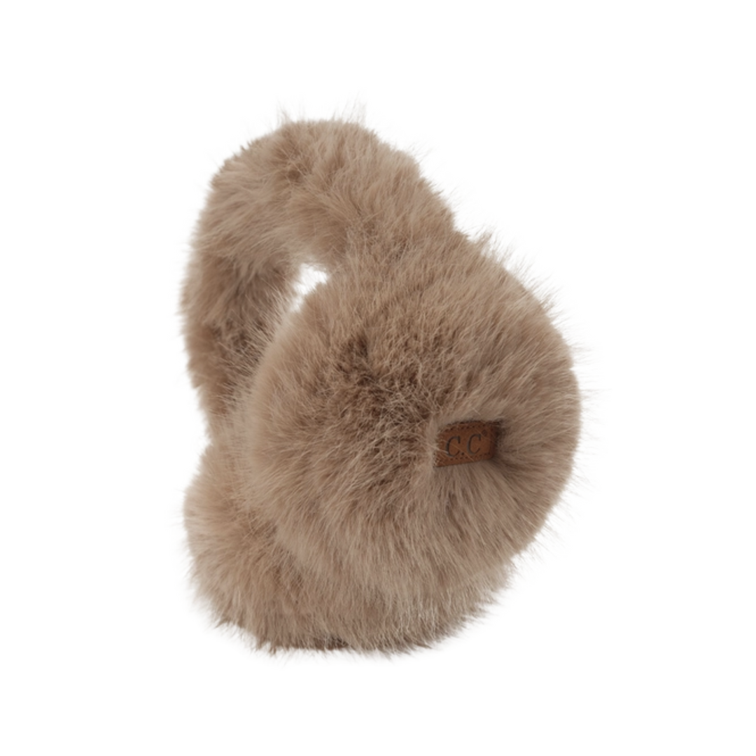 C.C Solid Long Fur Winter Ear Muff Ear Warmer- Taupe