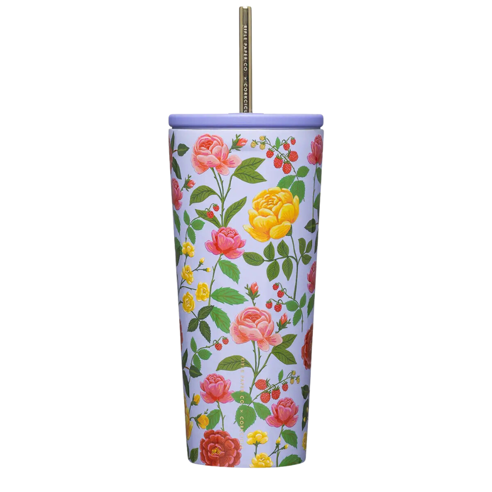 24oz Rifle Paper Cold Cup - Roses Purple