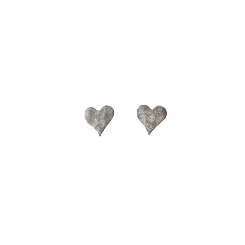 Silver Hammered Heart Earrings