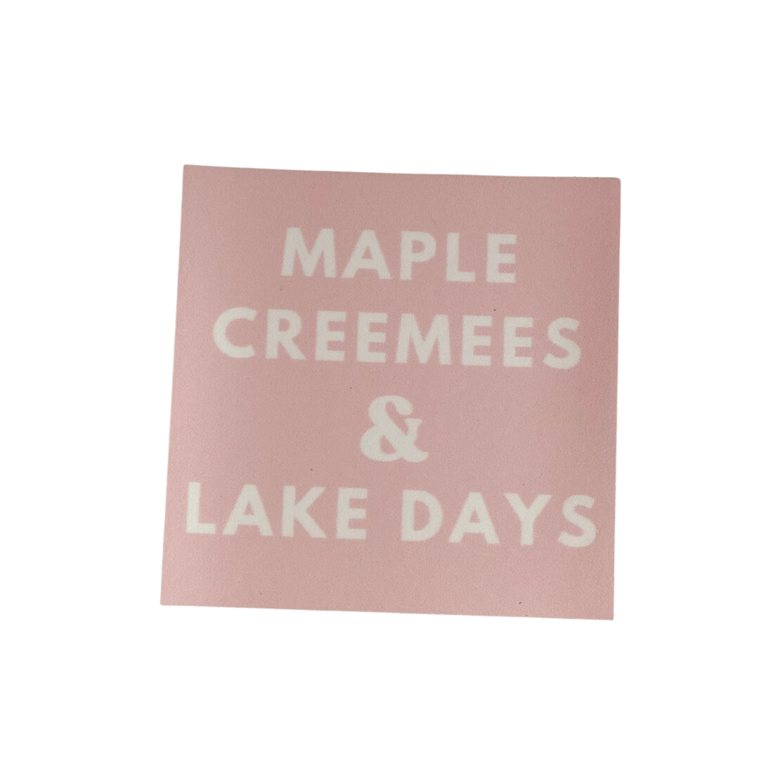 Maple Creemees & Lake Days Blush Pink Square Sticker