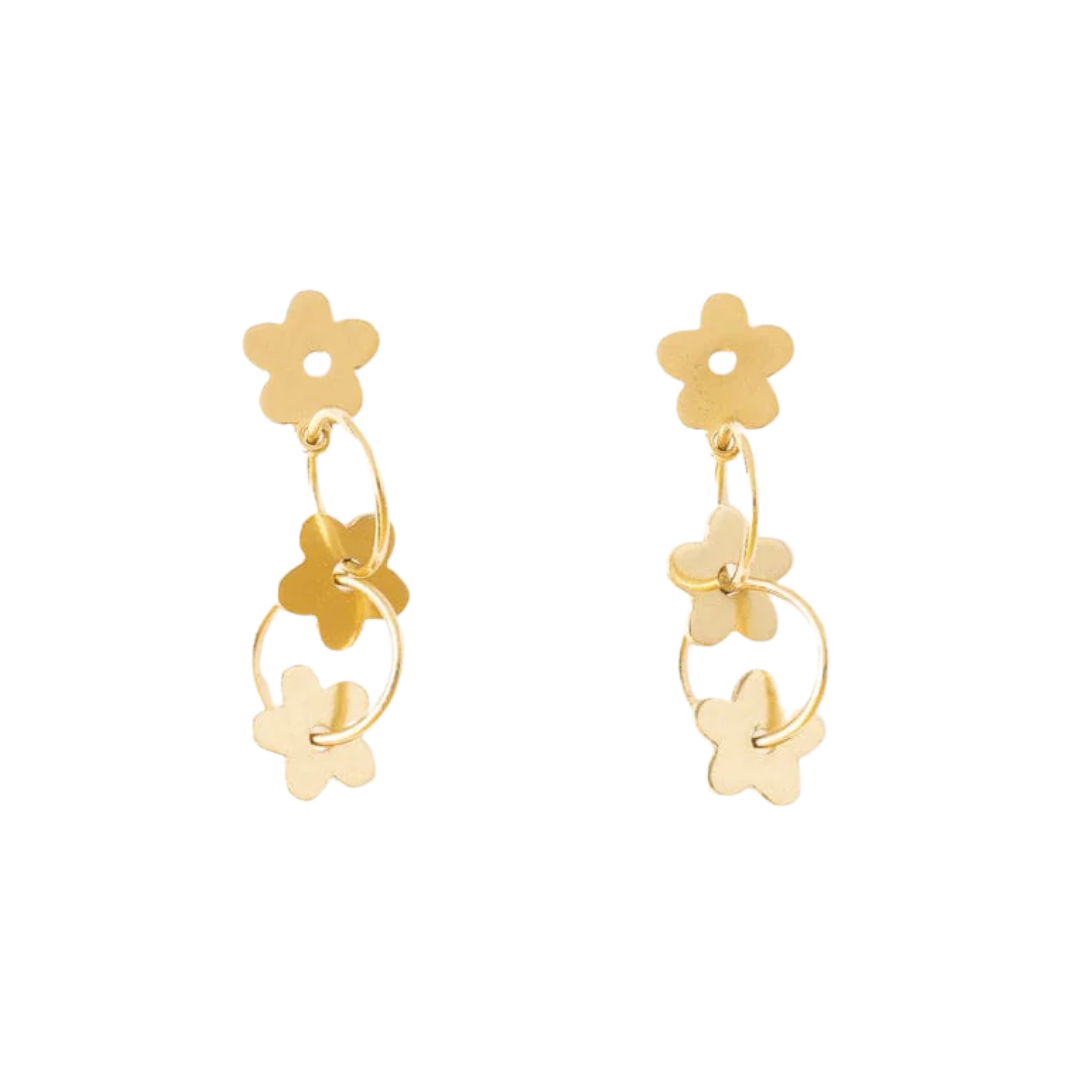 Daisy Floral Chain Post Earrings