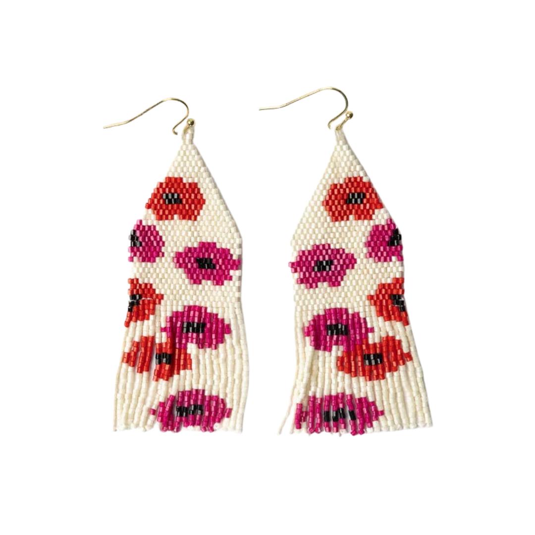 Delilah Poppies Beaded Fringe Earrings