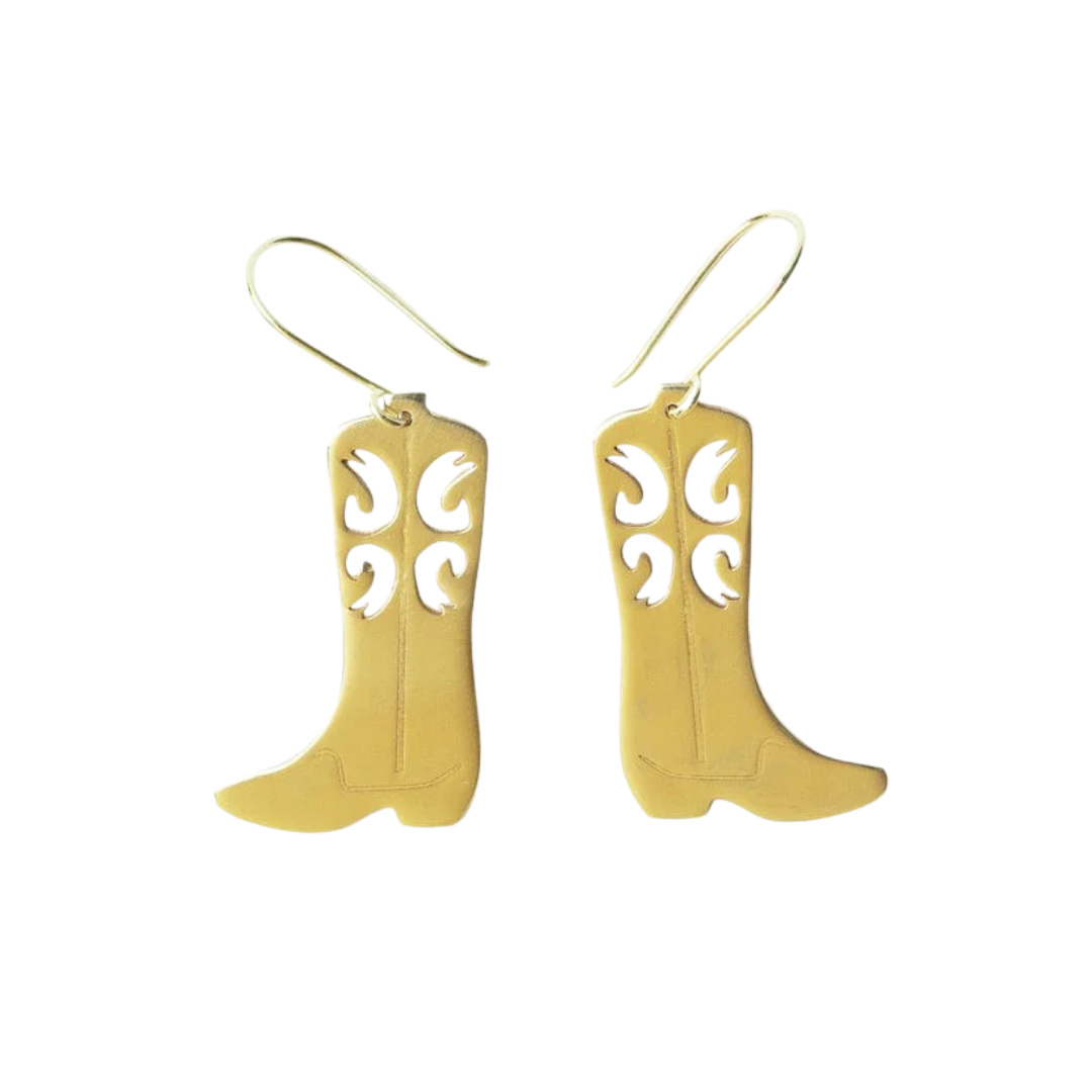 Lacey Boot Brass Earrings