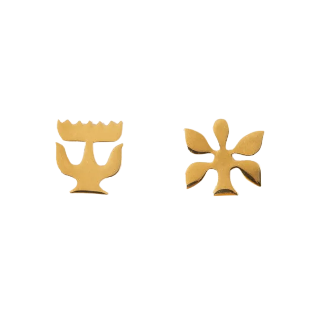 Layla Abstract Nordic Brass Stud Earrings