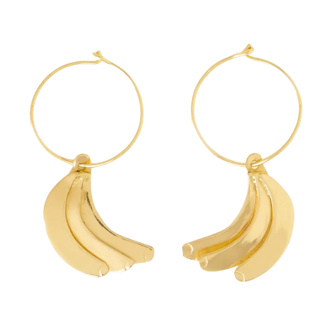 Loretta Banana Brass Hoop Earrings