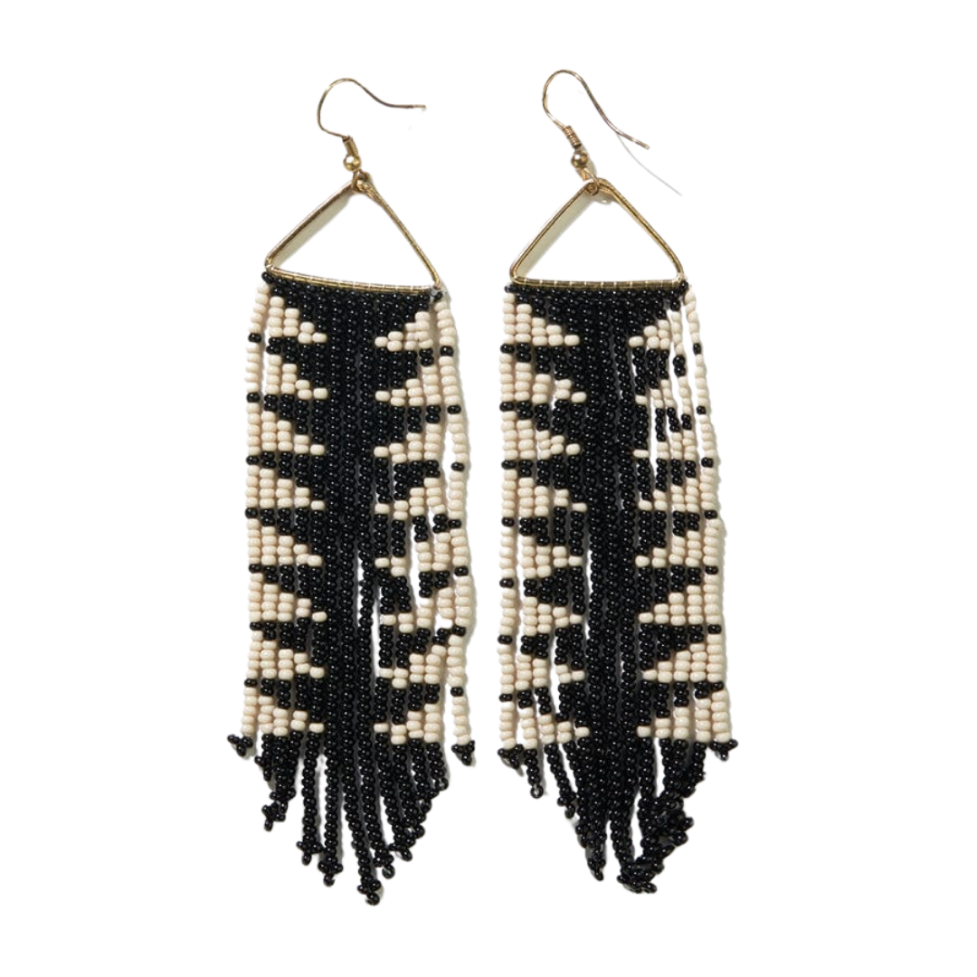 Emilie Arrow Beaded Fringe Earrings