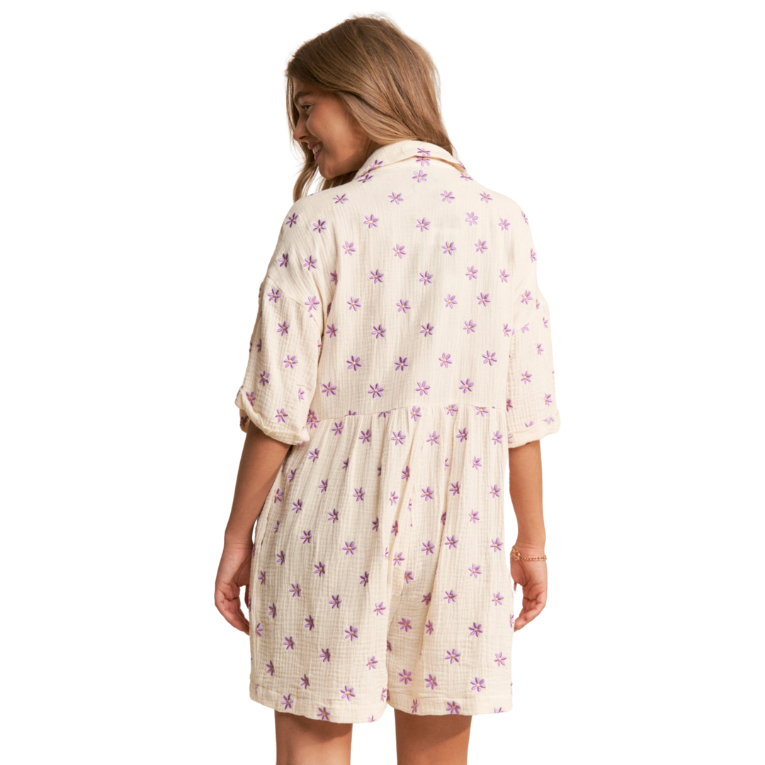 Button Up Floral Romper