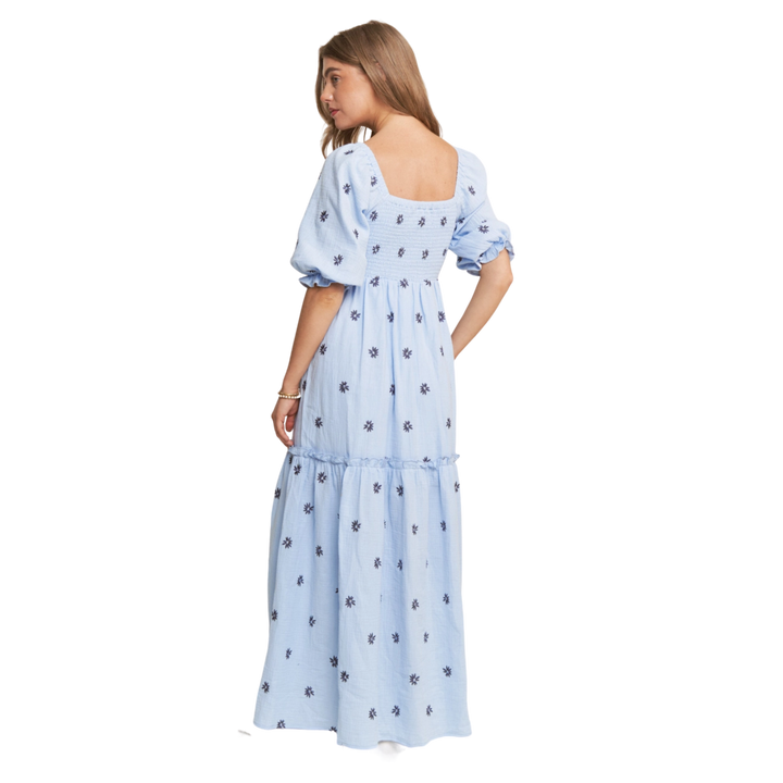 Floral Embroidered Tiered Maxi Dress