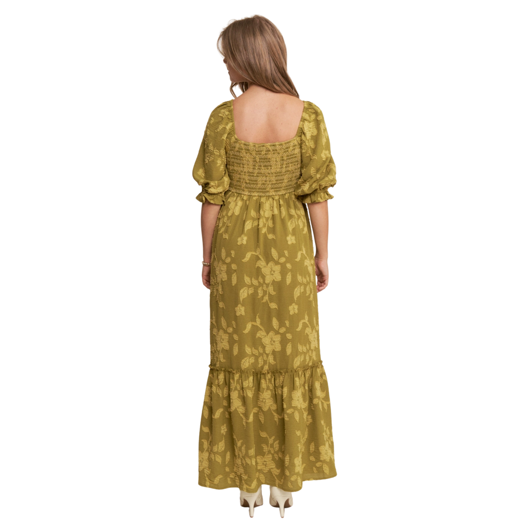 Floral Print Smocked Bodice Maxi Dress