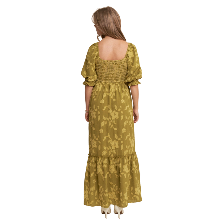 Floral Print Smocked Bodice Maxi Dress