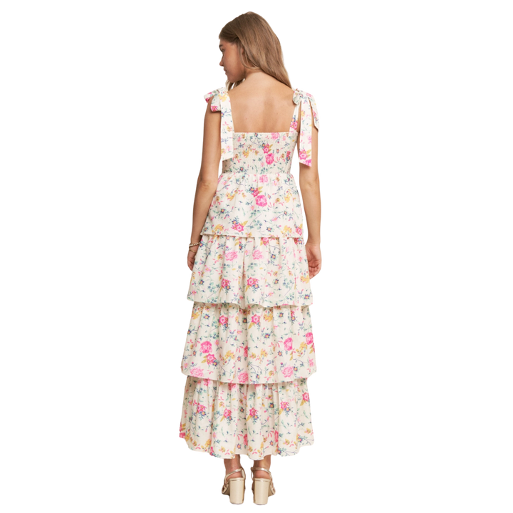 Floral Print Tiered Empire Maxi Dress