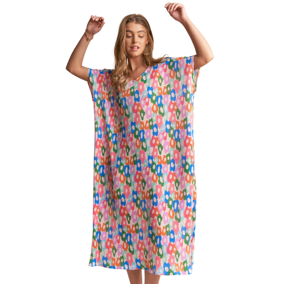 Floral Print Multi-Color Tunic Dress