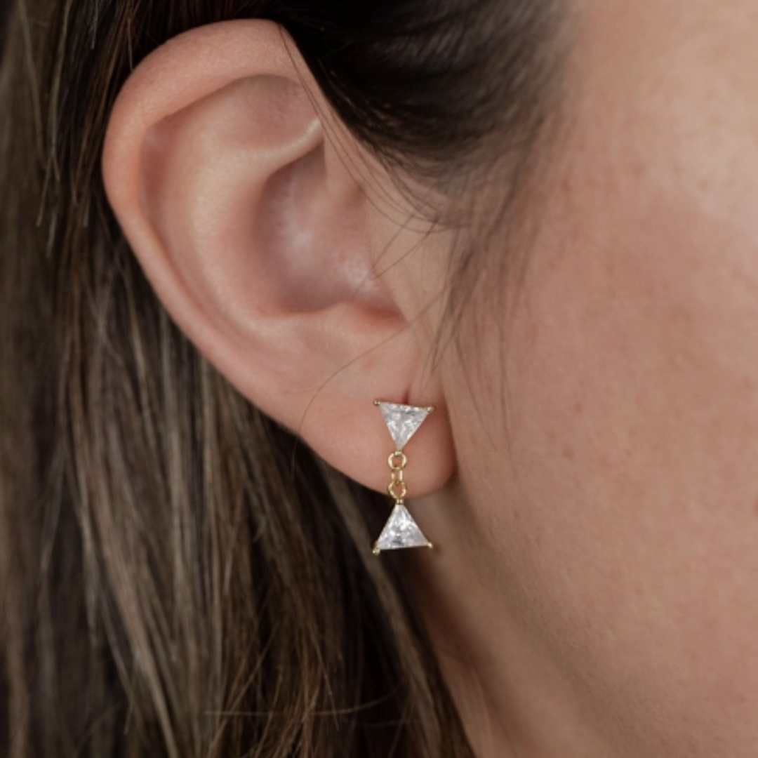 Dual Triangle Drop Earrings