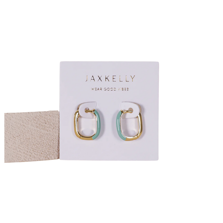 Color Dipped Rectangle Hoop Earrings