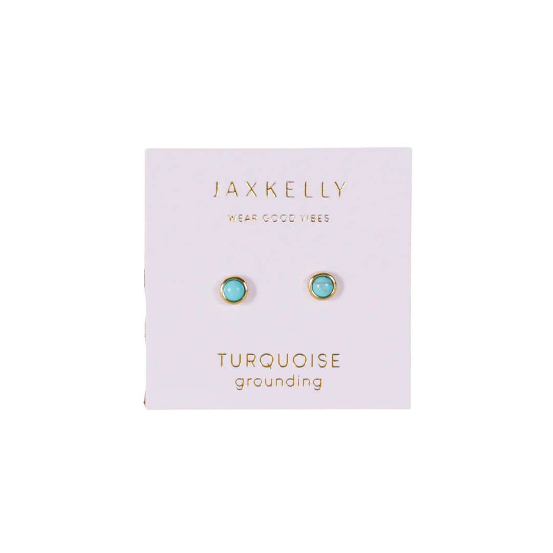 Simple Stud Earrings- Gemstone- 18k Gold Plated