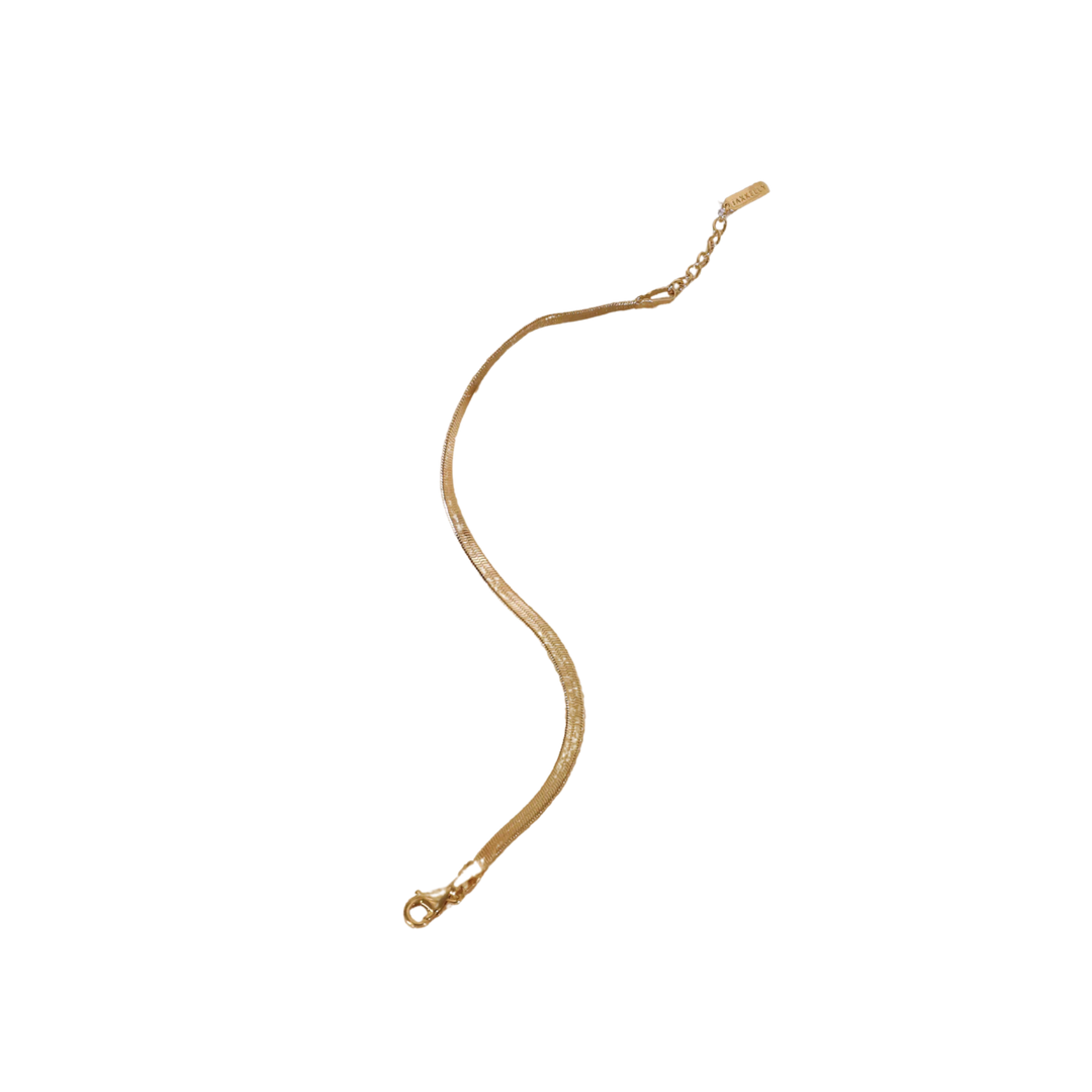 Flat Snake Chain Bracelet - 18k Gold Plated