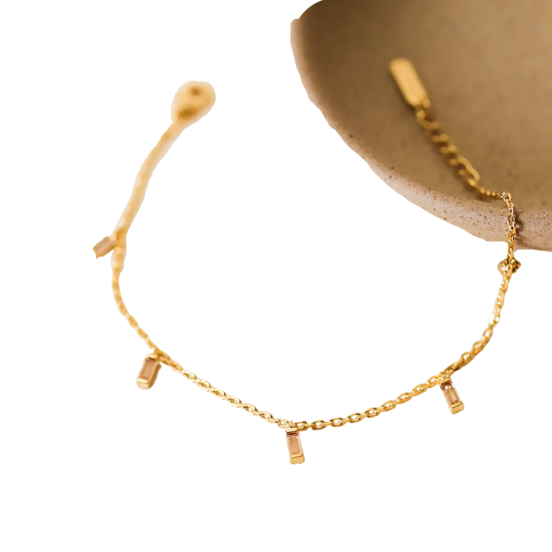 Baguette Champagne Drop Bracelet - 18k Gold Plated